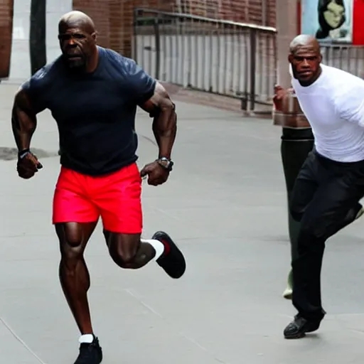 Image similar to actor terry crews running after a criminal