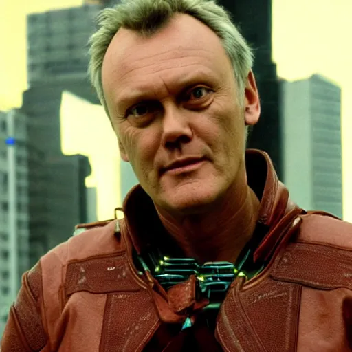 Image similar to Anthony Head as Cyberpunk Uther