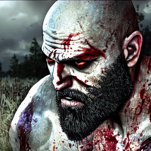 Prompt: kratos in the walking dead 4 k detailed super realistic