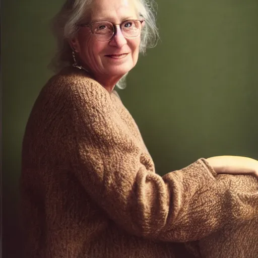 Prompt: Candid portrait photograph of Wilma Deering taken by Annie Leibovitz