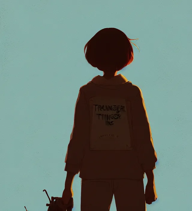 Image similar to stranger things, naturel, art style by atey ghailan, greg rutkowski, greg tocchini, james gilleard, joe gb fenton, in kaethe butcher, dynamic lighting, gradient light blue, brown, blonde cream and white color in scheme, grunge aesthetic