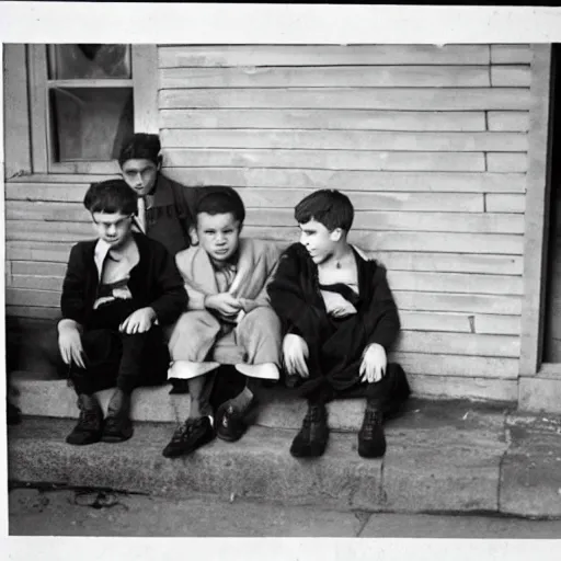 Prompt: boys hanging out on easter morning, southside, chicago, illinois, april 1 9 4 1