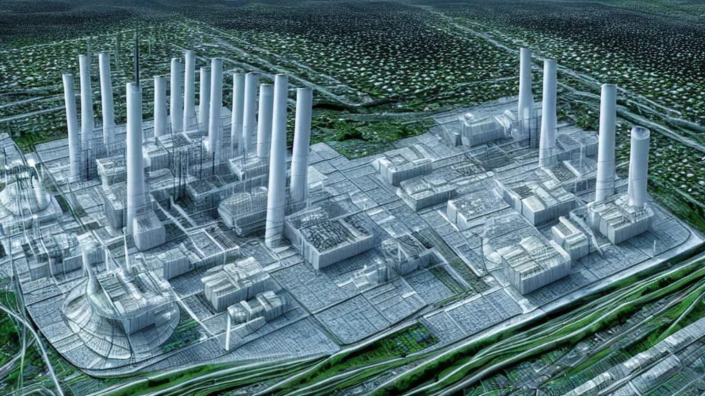 Image similar to Nuclear Forest Hybrid Power Station; Location: Quito, Ecuador; by Vincent Callebaut; Cinema 4K, 8K;