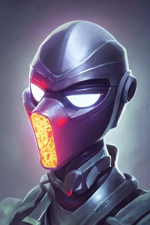 Image similar to epic mask helmet robot ninja portrait stylized as fornite style game design fanart by concept artist gervasio canda, behance hd by jesper ejsing, by rhads, makoto shinkai and lois van baarle, ilya kuvshinov, rossdraws global illumination radiating a glowing aura global illumination ray tracing hdr render in unreal engine 5