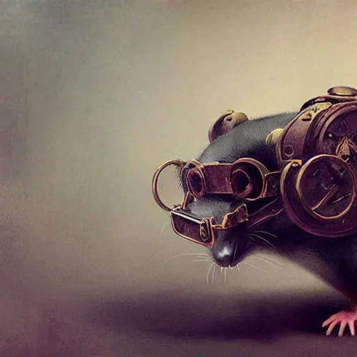 Image similar to a rat with steampunk googles, by Ruan jia