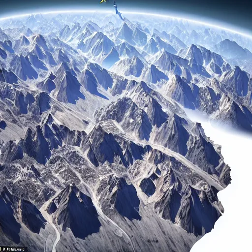 Image similar to catastrophic illustration of the end of planet earth due to air pollution even high up in the Himalayan mountains, extremely detailed, pure art