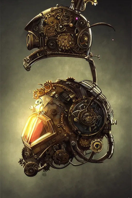 Image similar to steampunk helmet fantasy art mask robot ninja stylized digital illustration sharp focus, elegant intricate digital painting artstation concept art global illumination ray tracing advanced technology chaykin howard and campionpascale and cooke darwyn and davis jack