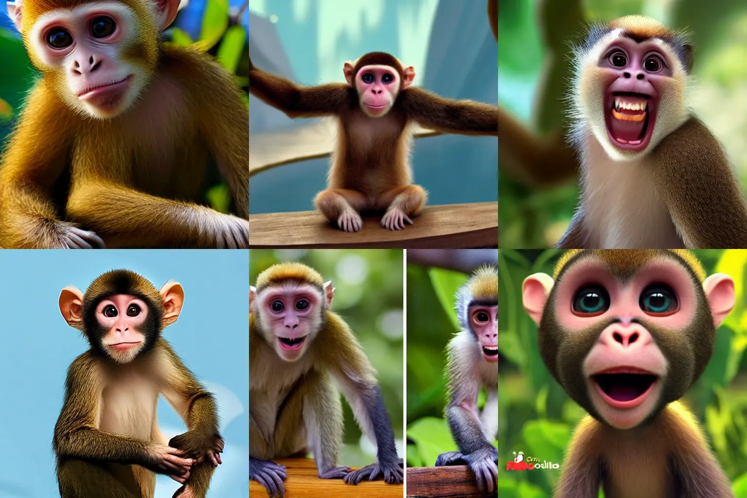 Prompt: screaming excited capuchin monkey in Soul pixar film 2020
