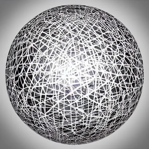 Image similar to “Sphere eversion (technicolour, photorealistic). A filigree sphere is wandering into itself (turning itself inside out in 3D space). Cutting edge, high-resolution, clean and enhanced.”