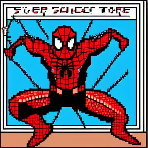 Image similar to spider - man video game for nes, pixel art, 8 - bit