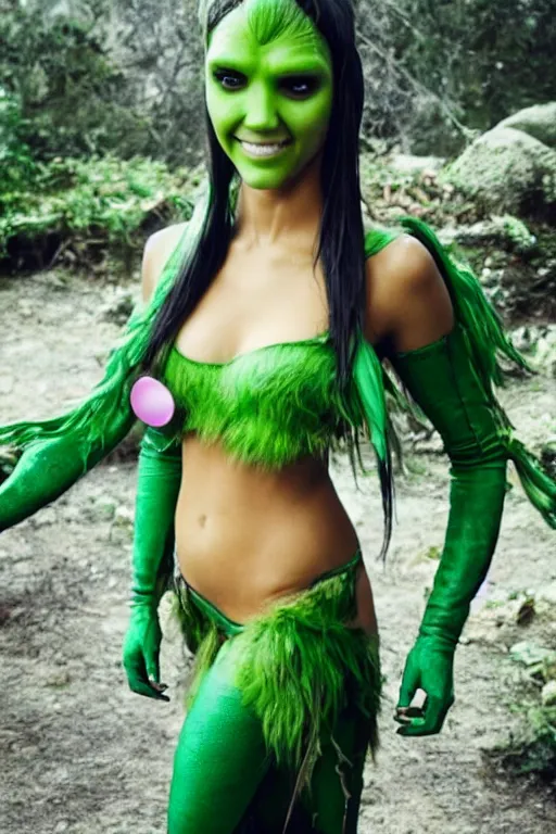 Image similar to jessica alba as a green - skinned verden from dnd, cosplay, photoshoot