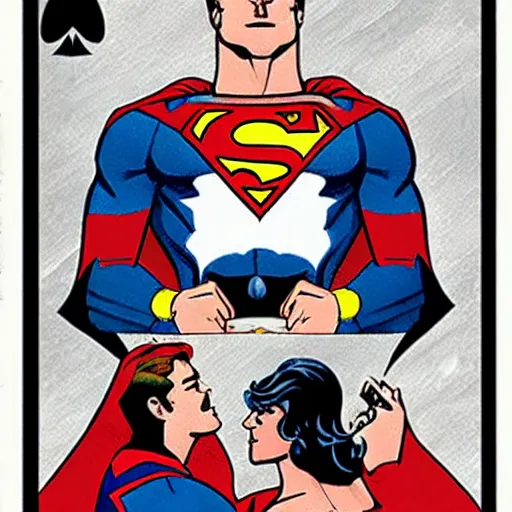 Prompt: batman playing cards with superman, by ty templeton, comic book art