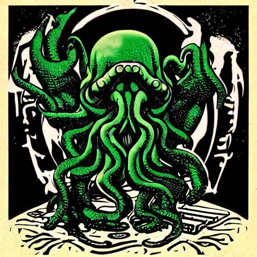 Prompt: cthulhu on the dj decks