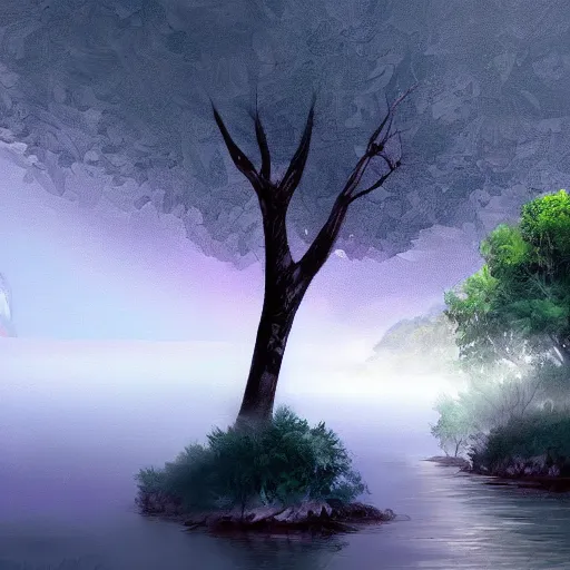 Image similar to a beautiful landscape, digital painting by yog joshi