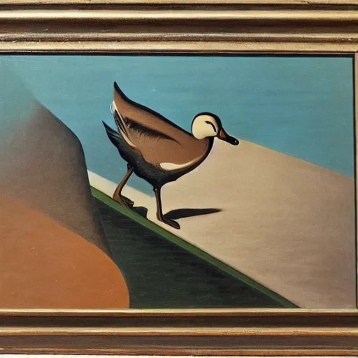 Image similar to a duck on the prowl oil painting giorgio de chirico