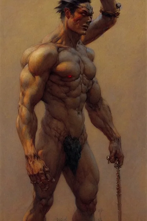 Image similar to male, monster, character design, painting by gaston bussiere, katsuya terada, frank frazetta, tom of finland, trending on artstation