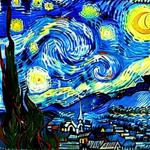 Prompt: starry night in istanbul by van gogh, detailed painting