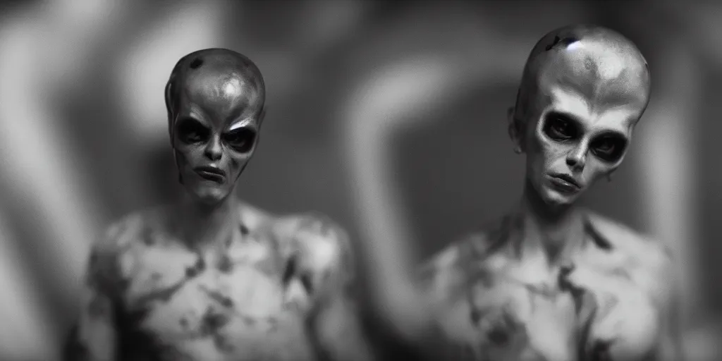 Image similar to cinematic film still of a punk alien starring in a dave meyers directed music video, cgi, vfx, chiaroscuro lighting, shallow depth of field, 8 0 mm, f 1. 8