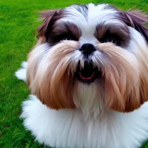 Image similar to Shih Tzu going super Saiyan, realistic