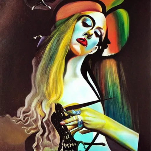 Image similar to lady gaga painted by salvador dali