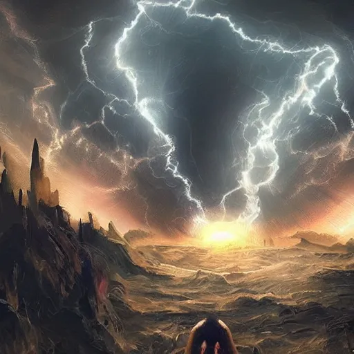 Image similar to god takes a selfie from the end of the world, apocalyptic, Artstation