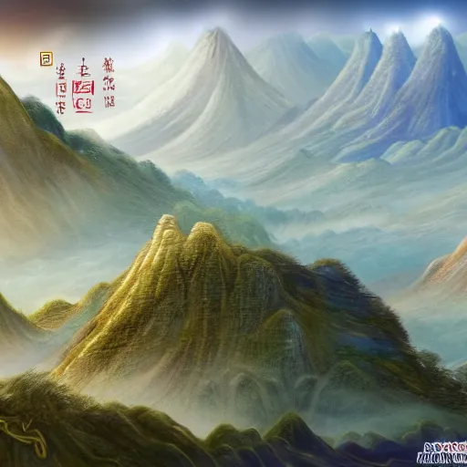 Image similar to a giant xianxia landscape, fantasy, HD.