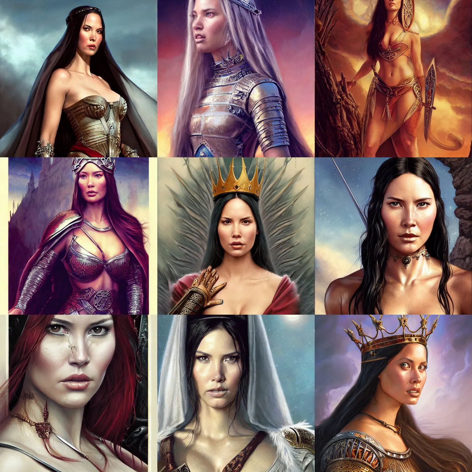 Prompt: olivia munn as a beautiful Medieval Queen by Gerald Brom +Mark Arian +Stanley Artgerm Lau +WLOP , extremely detailed , hyper realistic ,smooth, sharp focus