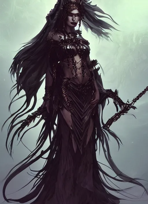 Image similar to The Goddess of Death, digital art, trending on Artstation