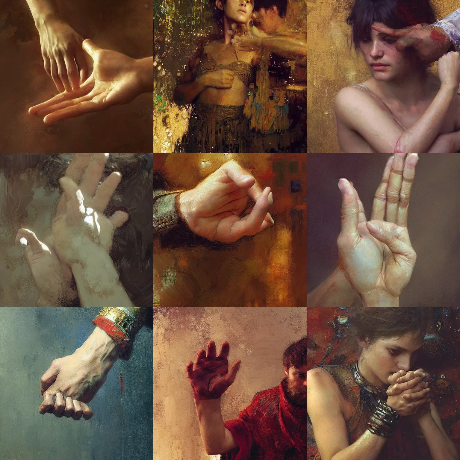 Prompt: stable diffusion accidently making good hands by waterhouse, craig mullins, ruan jia, gustave klimt, beautiful!!!!!!! hands!!!!!!!!!!!!!!!!