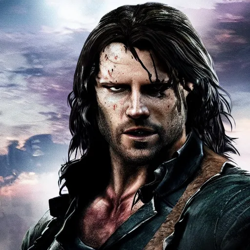 Prompt: trevor belmont in world war z, dynamic posing, illuminated face from the moon