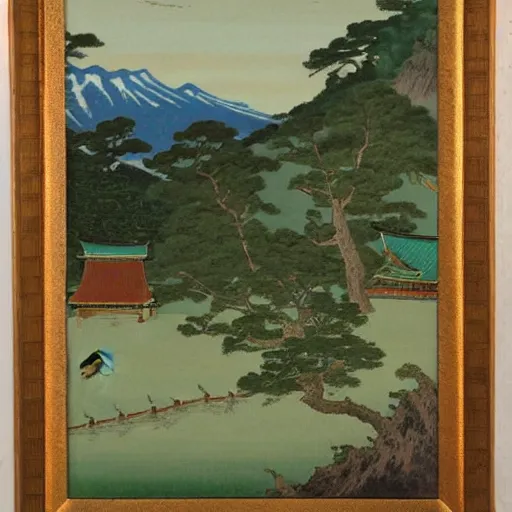 Image similar to landscape painting of a japanese village