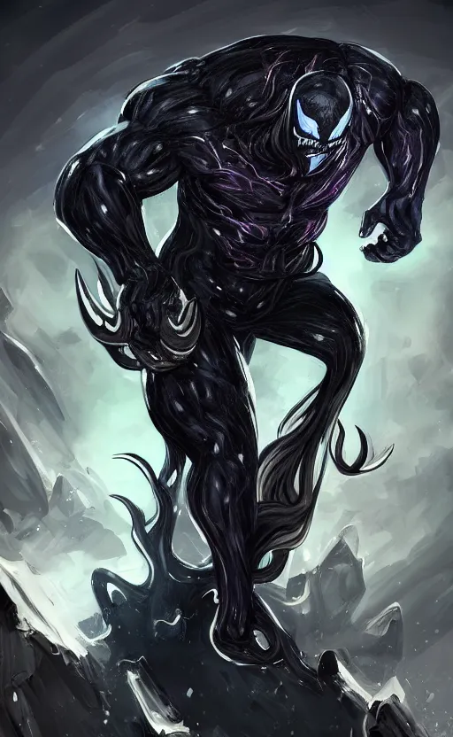 Image similar to full body portrait of venom as thanos, dynamic lighting, cinematic, ultra detailed, trending on art station, stunning visuals, creative, fantasy concept art