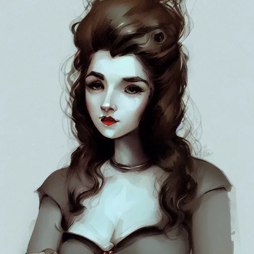 Image similar to a portrait of a beautiful woman in the style of charles dana gibson and in the style of peter mohrbacher.