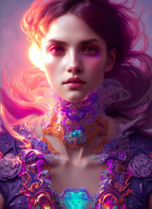 Prompt: hyper detailed ultra sharp of a beautiful necromancer girl. trending on artstation, vaporwave aesthetic, synthwave, colorful, psychedelic, ornate, intricate, digital painting, concept art, smooth, sharp focus, illustration, art by artgerm and greg rutkowski and alphonse mucha, 8 k