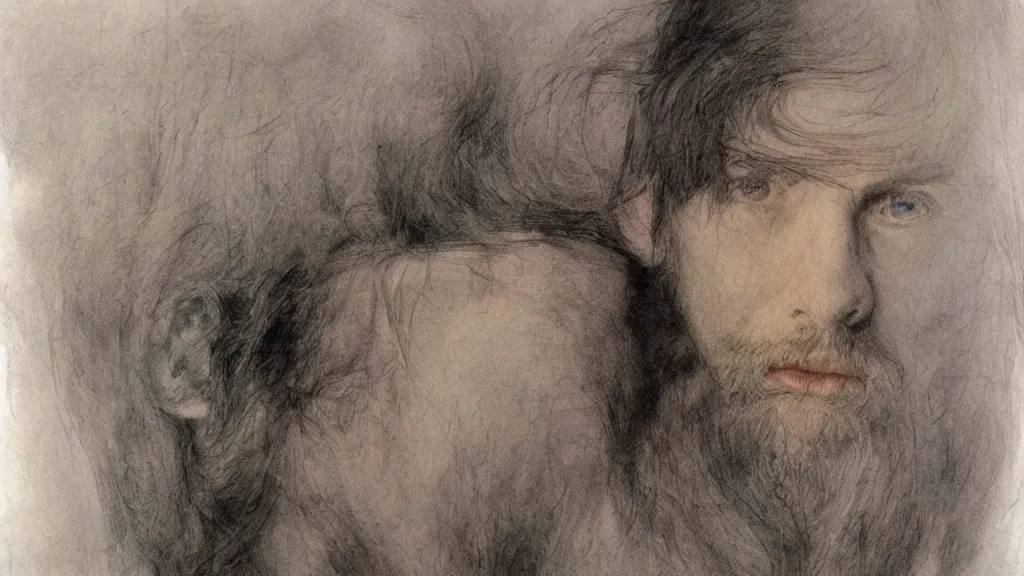 Prompt: self portrait by Alan Lee.