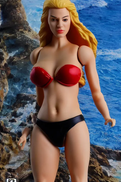 Image similar to 8 k high definition, 1 9 8 beautiful bikini kenner style action figure, full body, highly detailed, science fiction, photorealistic
