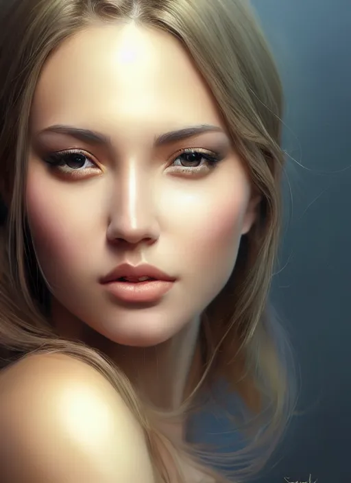 Image similar to photo of a gorgeous young woman in the style of stefan kostic, realistic, sharp focus, 8 k high definition, insanely detailed, intricate, elegant, art by stanley lau and artgerm