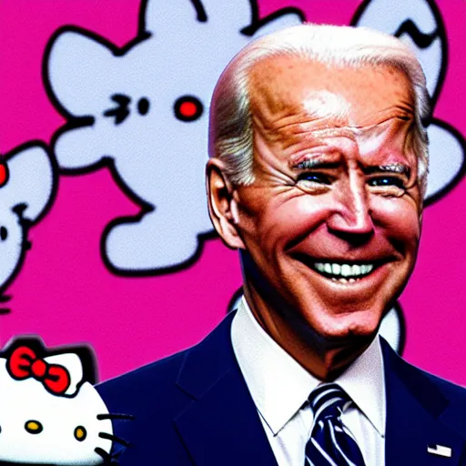 Prompt: joe biden as hello kitty, film still, cinematic lighting