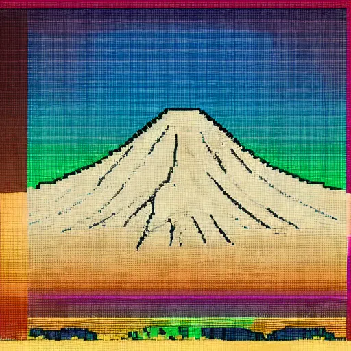 Image similar to Pixel art of mount Fuji, simplistic