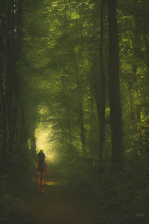 Image similar to runninh through the woods,long exposure, bouguereau