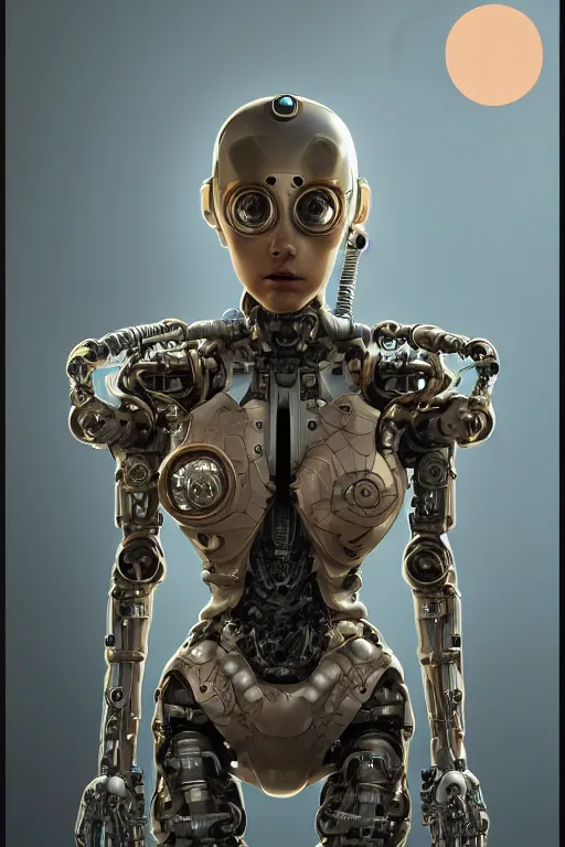 Prompt: portrait of a young female robot, intricate, dystopian toy, sci - fi, extremely detailed, biopunk suit, digital painting, sculpted in zbrush, artstation, concept art, smooth, sharp focus, illustration, chiaroscuro lighting, golden ratio, incredible art by stanley artgerm lau and greg rutkowski and alphonse mucha and simon stalenhag