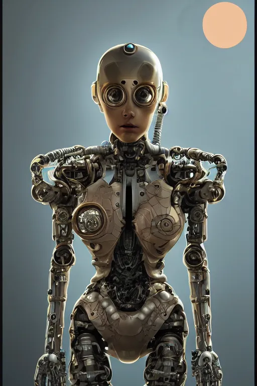 Image similar to portrait of a young female robot, intricate, dystopian toy, sci - fi, extremely detailed, biopunk suit, digital painting, sculpted in zbrush, artstation, concept art, smooth, sharp focus, illustration, chiaroscuro lighting, golden ratio, incredible art by stanley artgerm lau and greg rutkowski and alphonse mucha and simon stalenhag