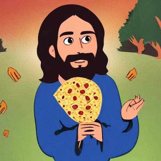Image similar to jesus is eating a burrito