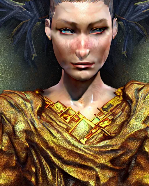 Image similar to a highly detailed metahuman 8 k close up render of bella hadid gustav klimt death and life painting trending on artstation made in unreal engine 4