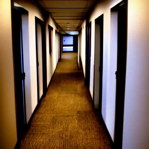 Prompt: an empty office hallway, craigslist photo