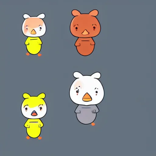 Image similar to character design of cute mole with black body and orange duck bill, cartoon style ，