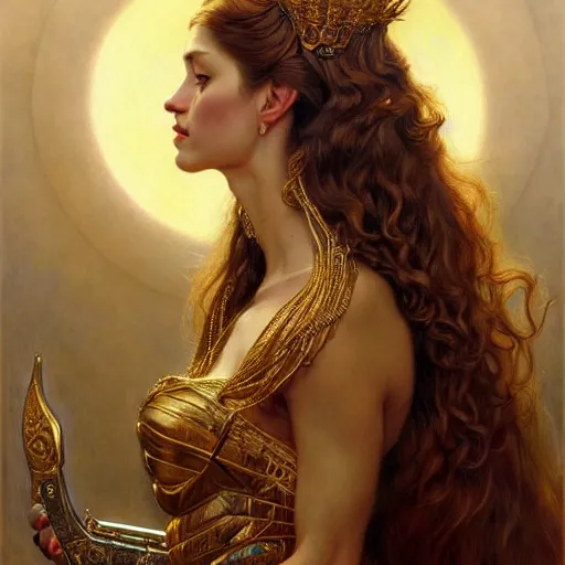 Image similar to highly detailed portrait of a majestic lioness queen in the form of a beautiful woman. d & d. art by donato giancola, eugene delacroix, ruan jia, alberto vargas. trending on artstation, intricate details, energetic composition, golden ratio, concept art, illustration, elegant art, global illuminaition