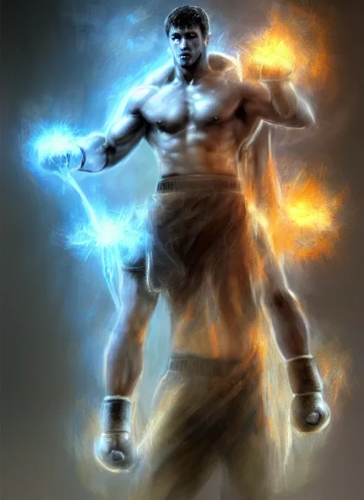 Image similar to concept art, angel knight rocky balboa by artstation trending, by joseph mallord william turner, luis royo, konstantin razumov, cinematic lighting, fractal flame, highly detailed