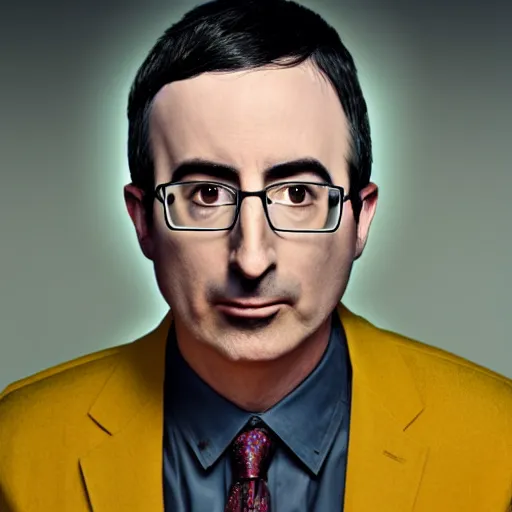 Prompt: John Oliver is a cyborg, cyberpunk, Full shot, Studio lighting, 4k, award winning on DeviantArt