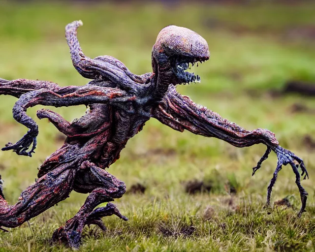 Image similar to 2 0 0 mm wildlife photography of an infected fungal graceful lithe horror giant zombie alien running. highly detailed 8 k. intricate. lifelike. nikon d 8 5 0.